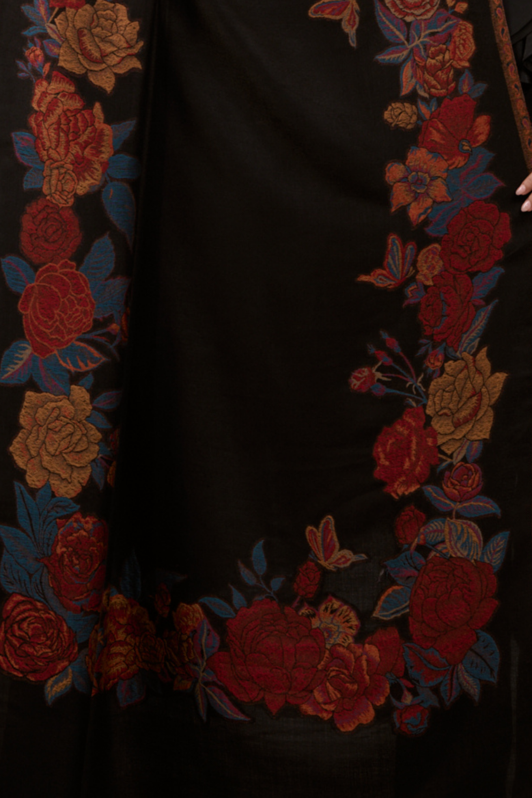 Shawl Women's Border Floral Fine Wool Kaani Shawl