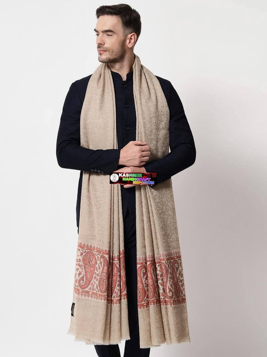 Men Extra Fine & nbsp; shawl, Ethnic Kani Palla design, Beige...