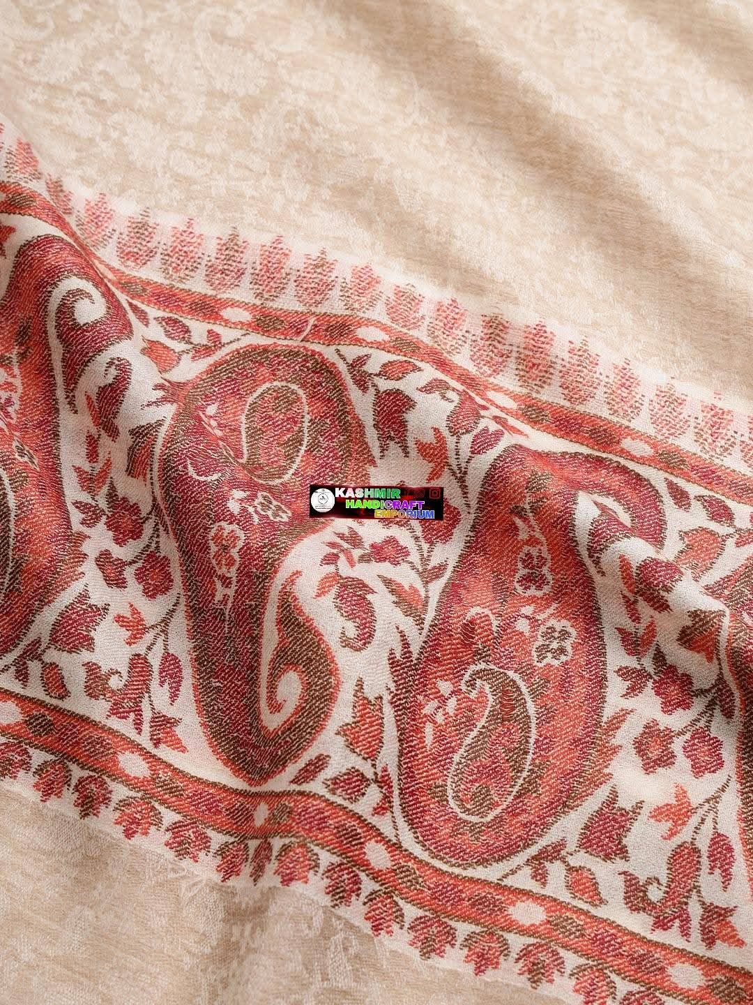 Men Extra Fine & nbsp; shawl, Ethnic Kani Palla design, Beige...