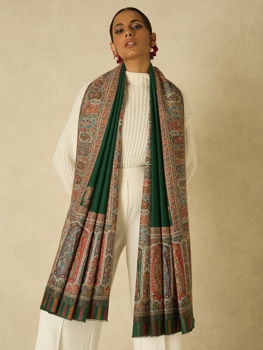 Hayat Paisley Daur Kani Shawl – Meadow Green