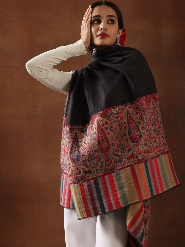 Shawl Baraat Border Reversible– Black, Beige
