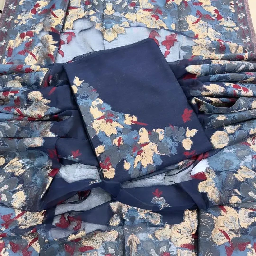 Premium Quality pure silk Branded 3 pics unstitched suit with Kani weaving._