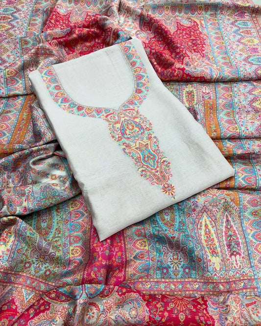 Bridal pure silk Kani weaving 3pcs unstitched suits.