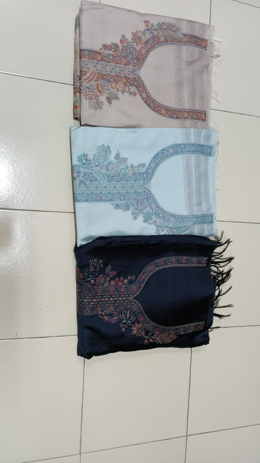 Paper silk suit set. With kani weaving