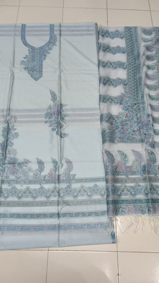 Paper silk suit set. With kani weaving